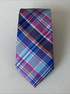 Croft & Barrow Men's Plaid Tie in Blue and Pink